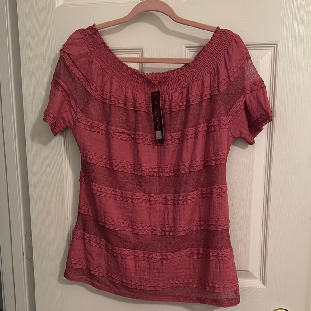 Women's Rose Pink Off-Shoulder Top